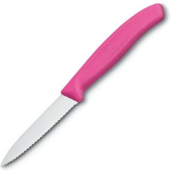 VICTORINOX Univerzálny kuchynský nôž 8cm zúbkovaný - rúžový (6.7636.L115)