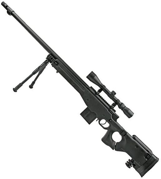 WELL manuálna sniperka M24A1 /w bipod & scope - čierna (MB4403D)