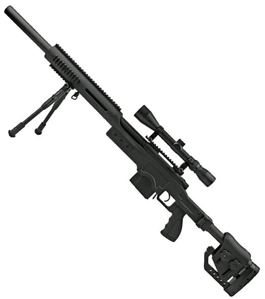 WELL manuálna sniperka M24A1 /w bipod & scope - čierna (MB4410D)