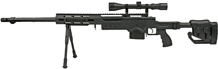 WELL manuálna sniperka M24E1 ESR /w bipod & scope, MB4411D - čierna (MB4411D)