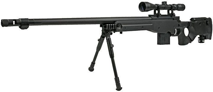 WELL manuálna sniperka M24A1 /w bipod & scope - čierna (MB4403D)