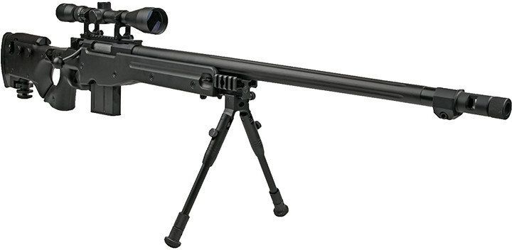 WELL manuálna sniperka M24A1 /w bipod & scope - čierna (MB4403D)