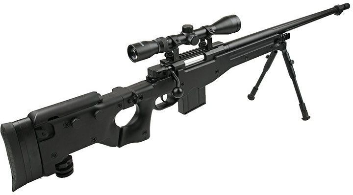 WELL manuálna sniperka M24A1 /w bipod & scope - čierna (MB4403D)
