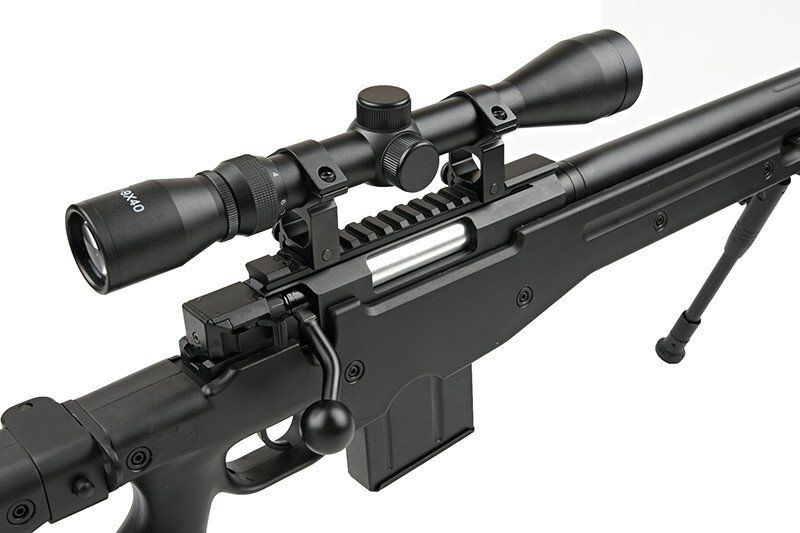 WELL manuálna sniperka M24A1 /w bipod & scope - čierna (MB4403D)