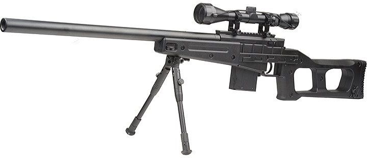 WELL manuálna sniperka M24A1 /w bipod & scope - čierna (MB4408D)