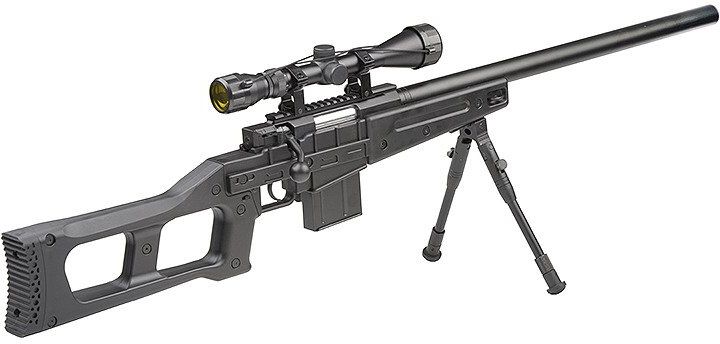 WELL manuálna sniperka M24A1 /w bipod & scope - čierna (MB4408D)