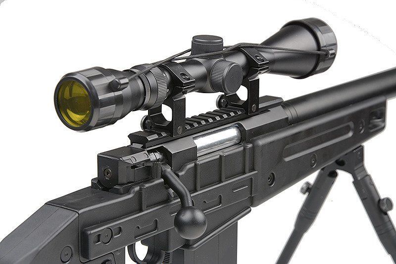 WELL manuálna sniperka M24A1 /w bipod & scope - čierna (MB4408D)