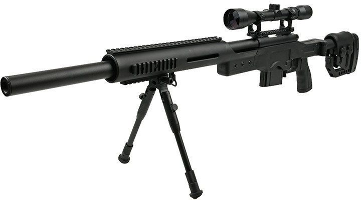 WELL manuálna sniperka M24A1 /w bipod & scope - čierna (MB4410D)