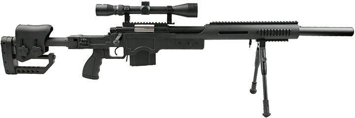 WELL manuálna sniperka M24A1 /w bipod & scope - čierna (MB4410D)