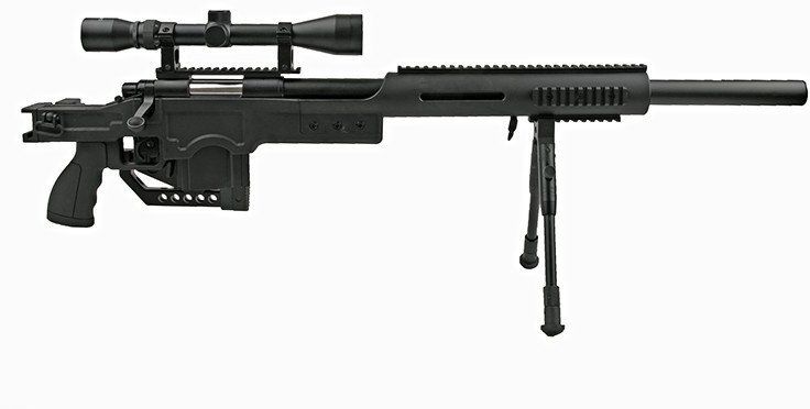 WELL manuálna sniperka M24A1 /w bipod & scope - čierna (MB4410D)