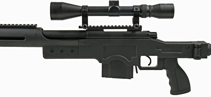 WELL manuálna sniperka M24A1 /w bipod & scope - čierna (MB4410D)