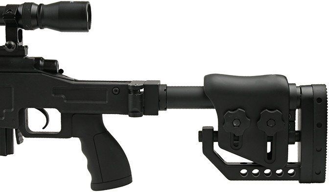 WELL manuálna sniperka M24A1 /w bipod & scope - čierna (MB4410D)