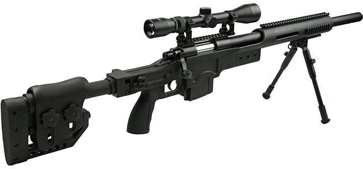 WELL manuálna sniperka M24A1 /w bipod & scope - čierna (MB4410D)