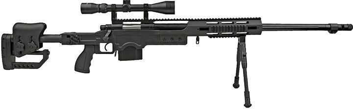 WELL manuálna sniperka M24E1 ESR /w bipod & scope, MB4411D - čierna (MB4411D)