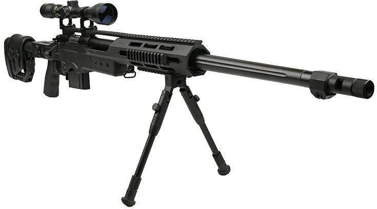 WELL manuálna sniperka M24E1 ESR /w bipod & scope, MB4411D - čierna (MB4411D)