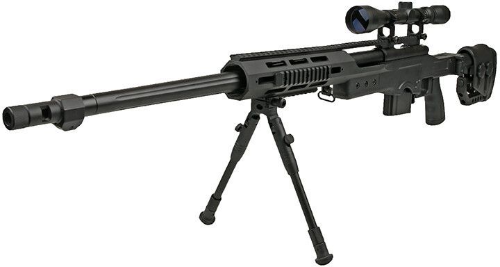 WELL manuálna sniperka M24E1 ESR /w bipod & scope, MB4411D - čierna (MB4411D)