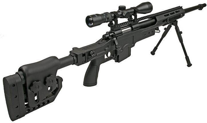 WELL manuálna sniperka M24E1 ESR /w bipod & scope, MB4411D - čierna (MB4411D)