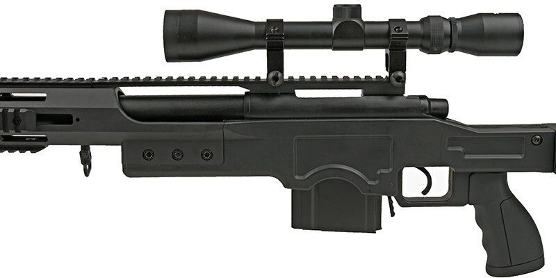 WELL manuálna sniperka M24E1 ESR /w bipod & scope, MB4411D - čierna (MB4411D)