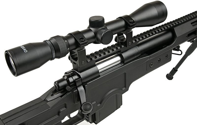 WELL manuálna sniperka M24E1 ESR /w bipod & scope, MB4411D - čierna (MB4411D)