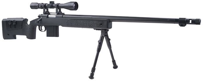 WELL manuálna sniperka MB4416D /w bipod & scope - black (MB4416D)