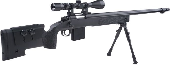 WELL manuálna sniperka MB4416D /w bipod & scope - black (MB4416D)