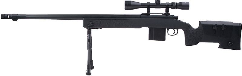 WELL manuálna sniperka MB4416D /w bipod & scope - black (MB4416D)