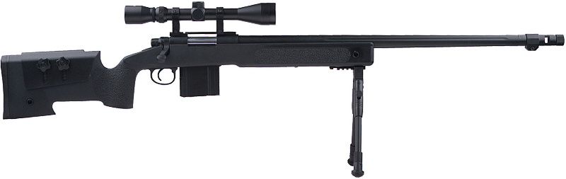 WELL manuálna sniperka MB4416D /w bipod & scope - black (MB4416D)