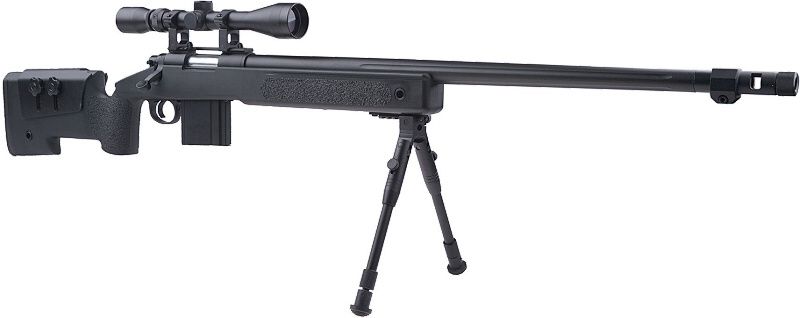 WELL manuálna sniperka MB4416D /w bipod & scope - black (MB4416D)