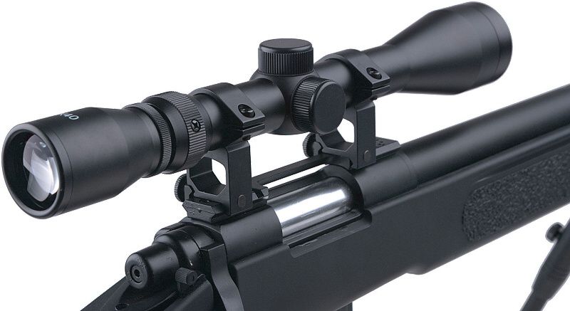 WELL manuálna sniperka MB4416D /w bipod & scope - black (MB4416D)