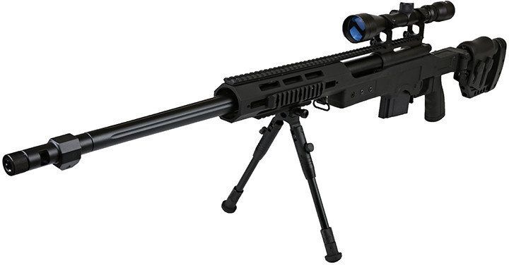 WELL manuálna sniperka MB4411D /w bipod & scope - čierna (MB4411D)