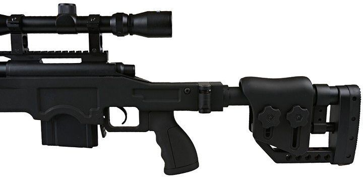 WELL manuálna sniperka MB4411D /w bipod & scope - čierna (MB4411D)
