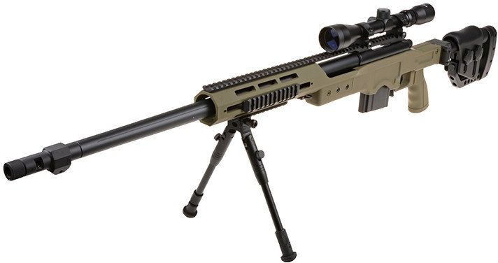 WELL manuálna sniperka MB4411D /w bipod & scope - olivová (MB4411D)