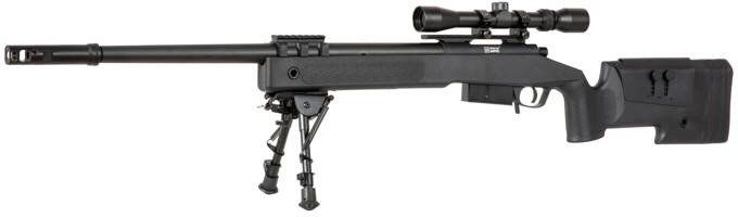 Airsoft SA Sniper Rifle CORE RIS /w scope & bipod, black, SA-S03