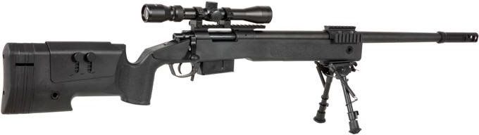 Airsoft SA Sniper Rifle CORE RIS /w scope & bipod, black, SA-S03