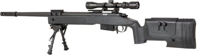 Airsoft SA Sniper Rifle CORE RIS /w scope & bipod, black, SA-S03