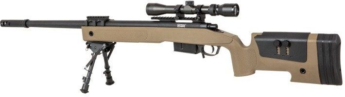 Airsoft SA Sniper Rifle CORE RIS /w scope & bipod, tan, SA-S03