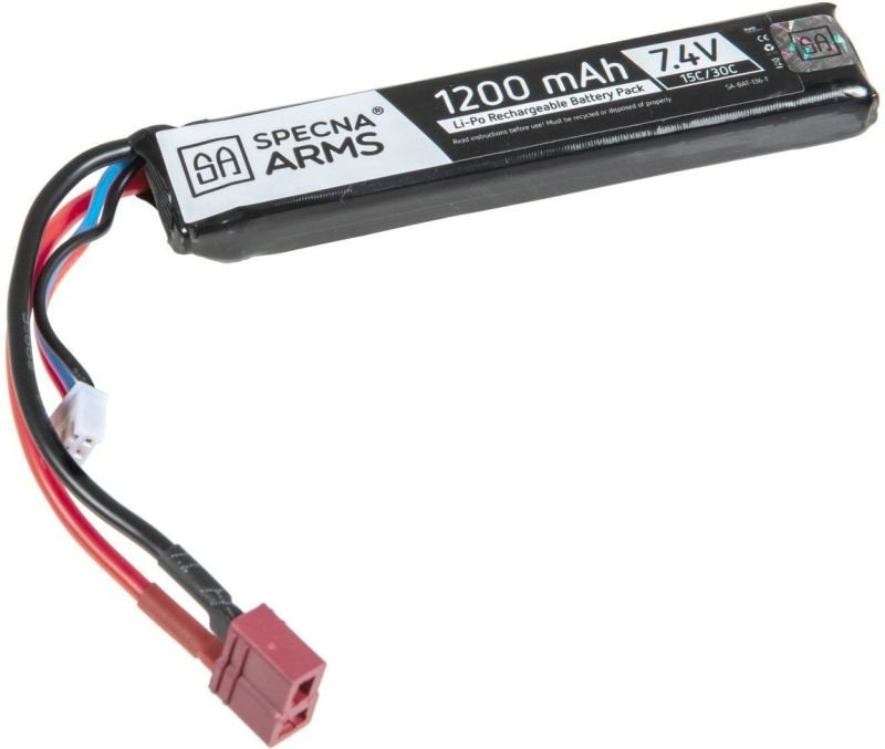 SPECNA ARMS LiPo batéria 7,4V 1200mAh 2S 15-30C TDean (1pack)