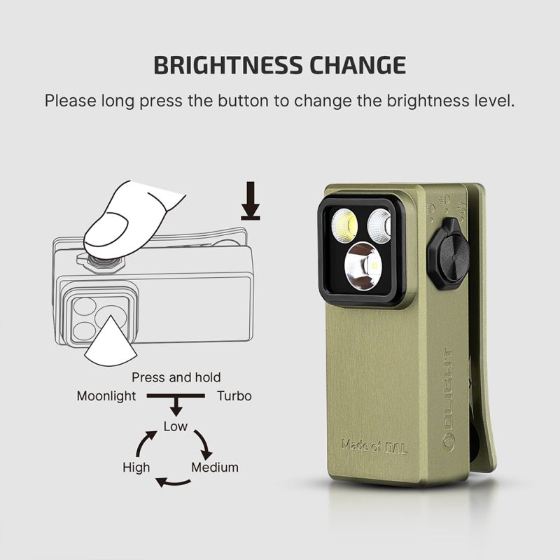 OLIGHT Svietidlo Oclip Ultra 530lm - olive green