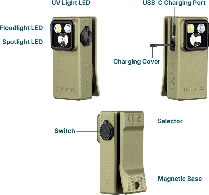 OLIGHT Svietidlo Oclip Ultra 530lm - olive green