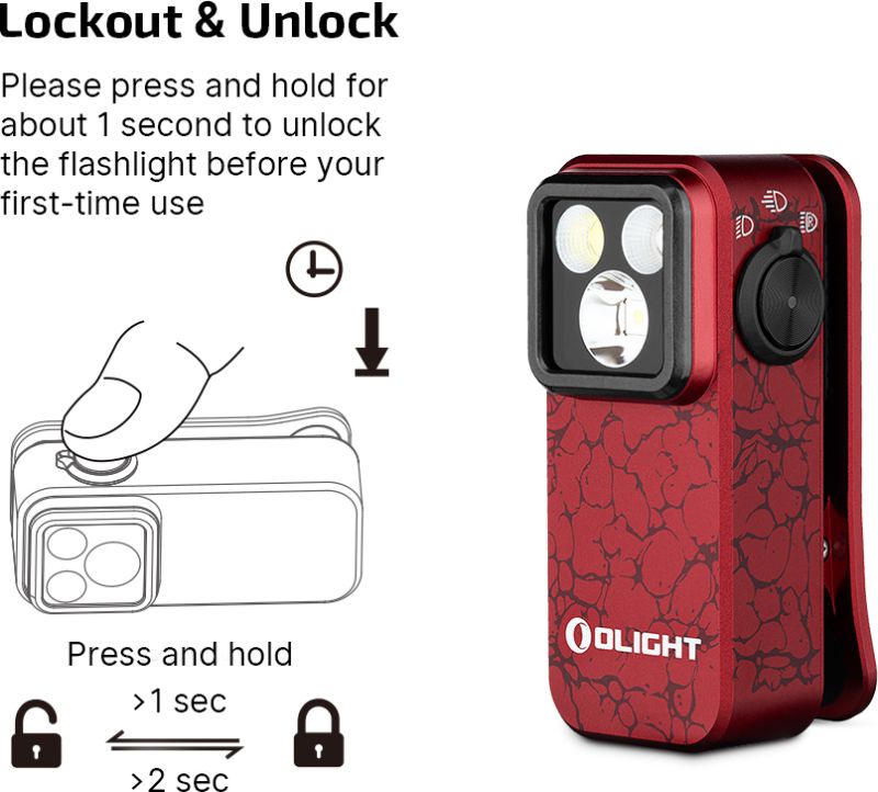 OLIGHT Svietidlo Oclip Pro 500lm - molten lava