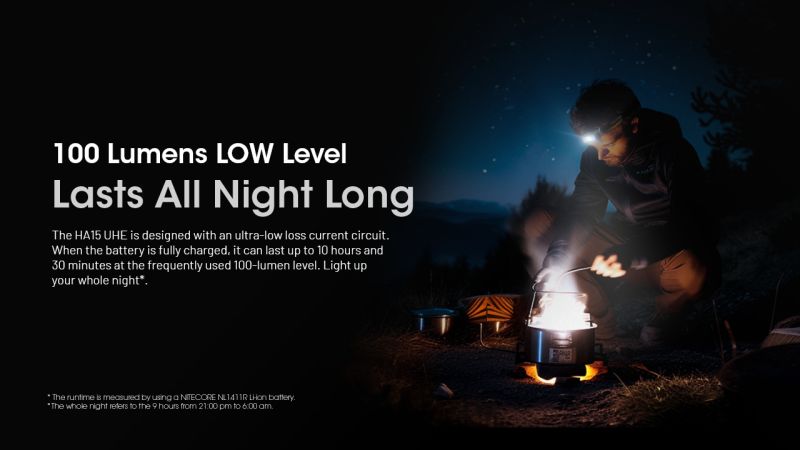 NITECORE Čelovka HA15 UHE s akumulátorom NL1411R - yellow / black (NC-HA15R)