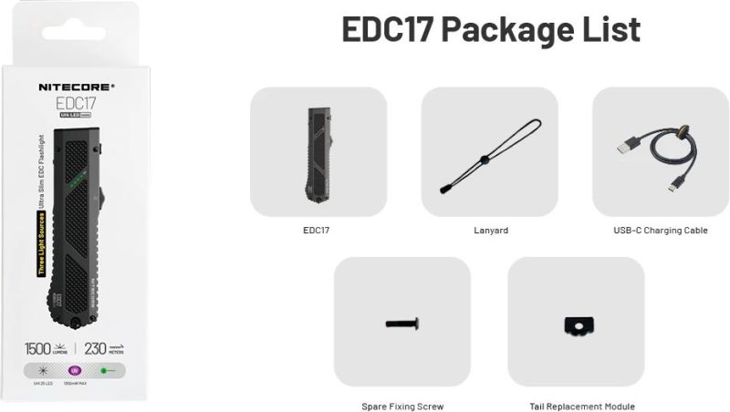 NITECORE Svietidlo EDC17 UltraSlim s UV a laserom - black (NC-EDC17)