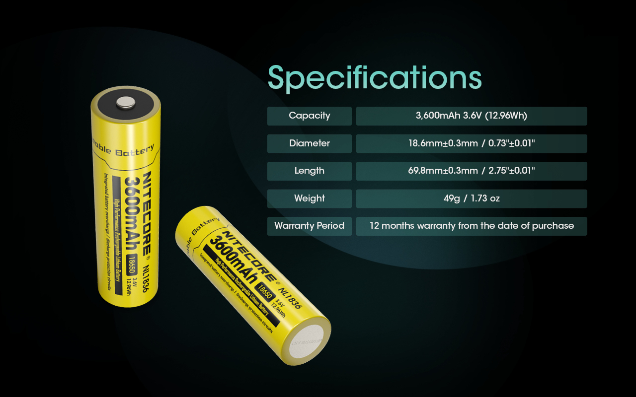 NITECORE Li-Ion akumulátor 18650 nabíjateľná 3600 mAh (NCxb-NL1836)