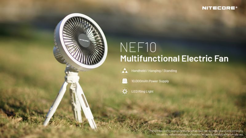 NITECORE Elektrický ventilátor NEF10 s LED svetlom a powerbankou - grey