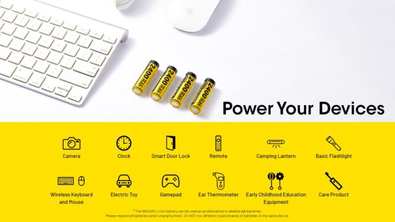 NITECORE Nabíjací kábel / port NH2400 a 4ks Li-ion AA 1,5V 2400mAh USB-C (NCxb-NH2400)
