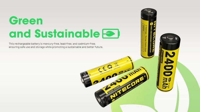 NITECORE Nabíjací kábel / port NH2400 a 4ks Li-ion AA 1,5V 2400mAh USB-C (NCxb-NH2400)