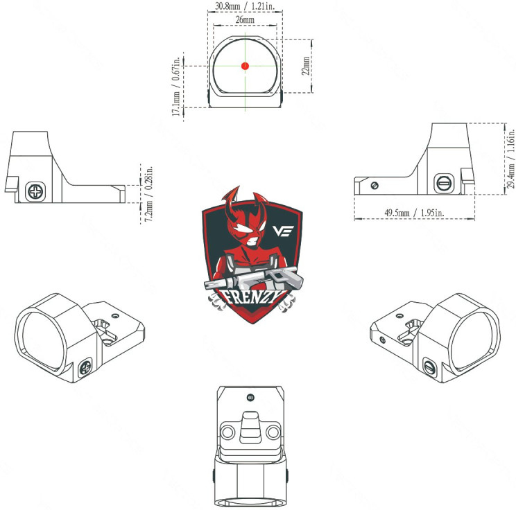 VECTOR OPTICS Kolimátor Frenzy 1x22x26mm MOS Red Dot (SCRD-36)