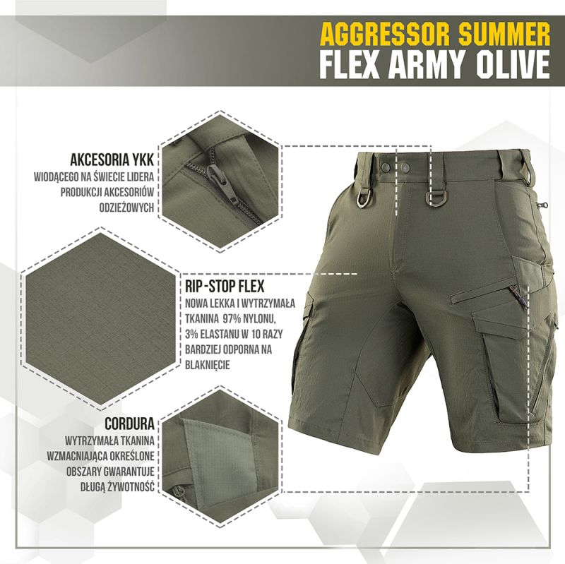 M-TAC Krátke nohavice Aggressor Summer Flex - army olive (20472062)