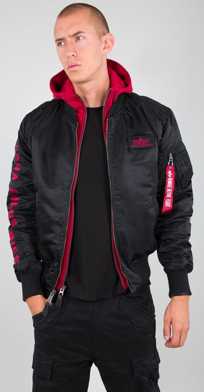 ALPHA INDUSTRIES Bunda MA-1 D-Tec SE - čierna/červená (133104/94)