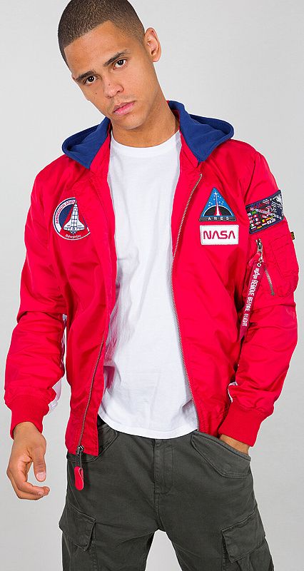 ALPHA INDUSTRIES Bunda MA-1 TT Hood NASA - speed red (126107/328)